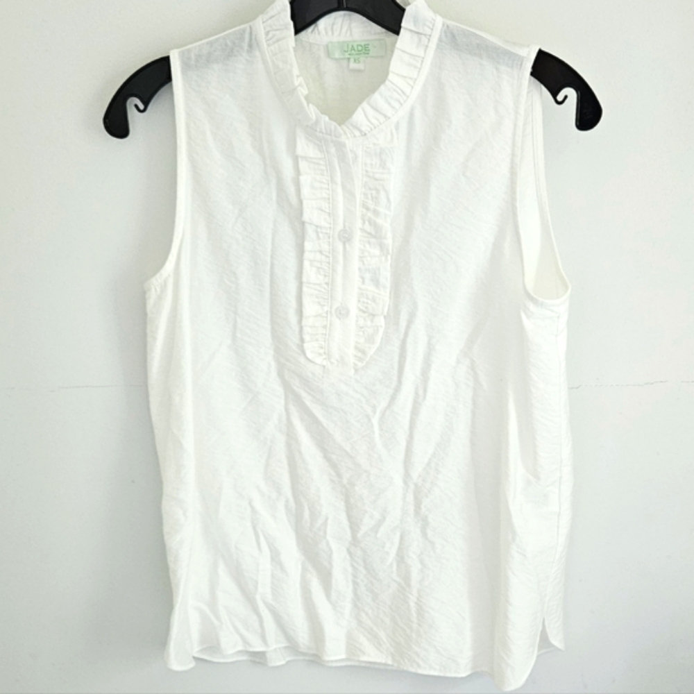 JADE by Melody Tam sleeveless white ruffle top